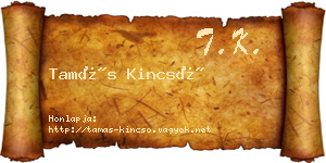 Tamás Kincső névjegykártya